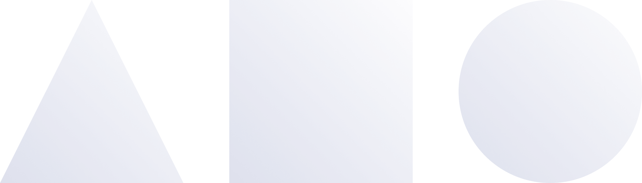 Decorative geometric shapes in light colors. A triangle, a square and a circle