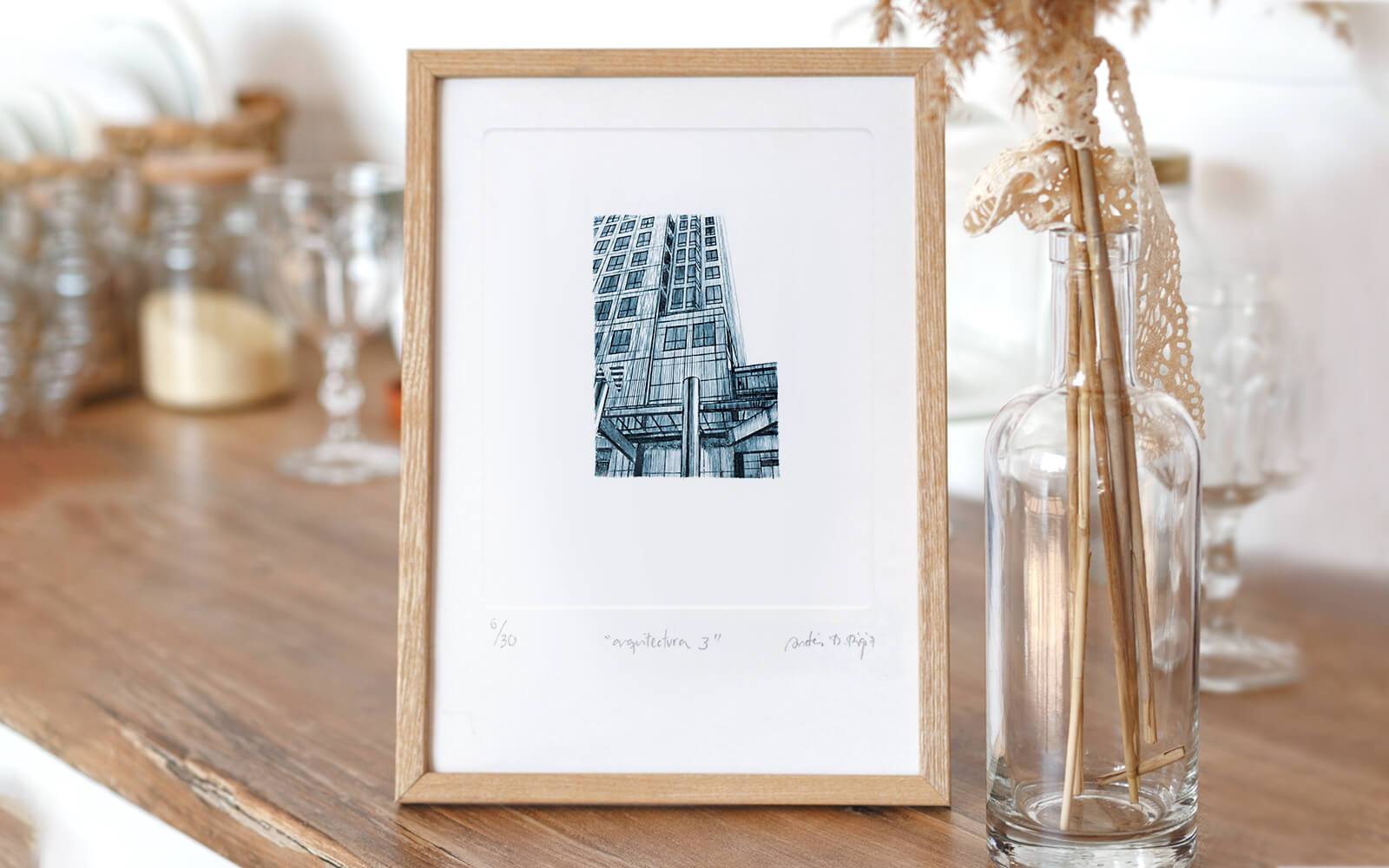 Example in a frame in a homely environment of the stamp of the metal building