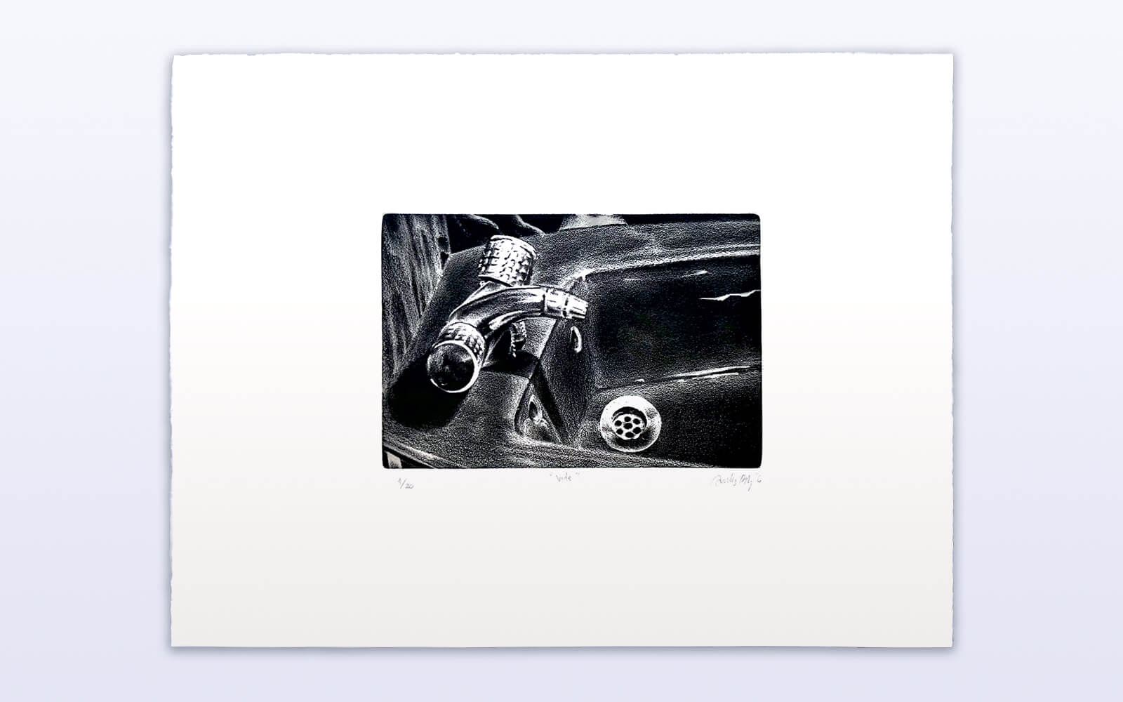 Artwork of the bidet stamped on horizontal paper