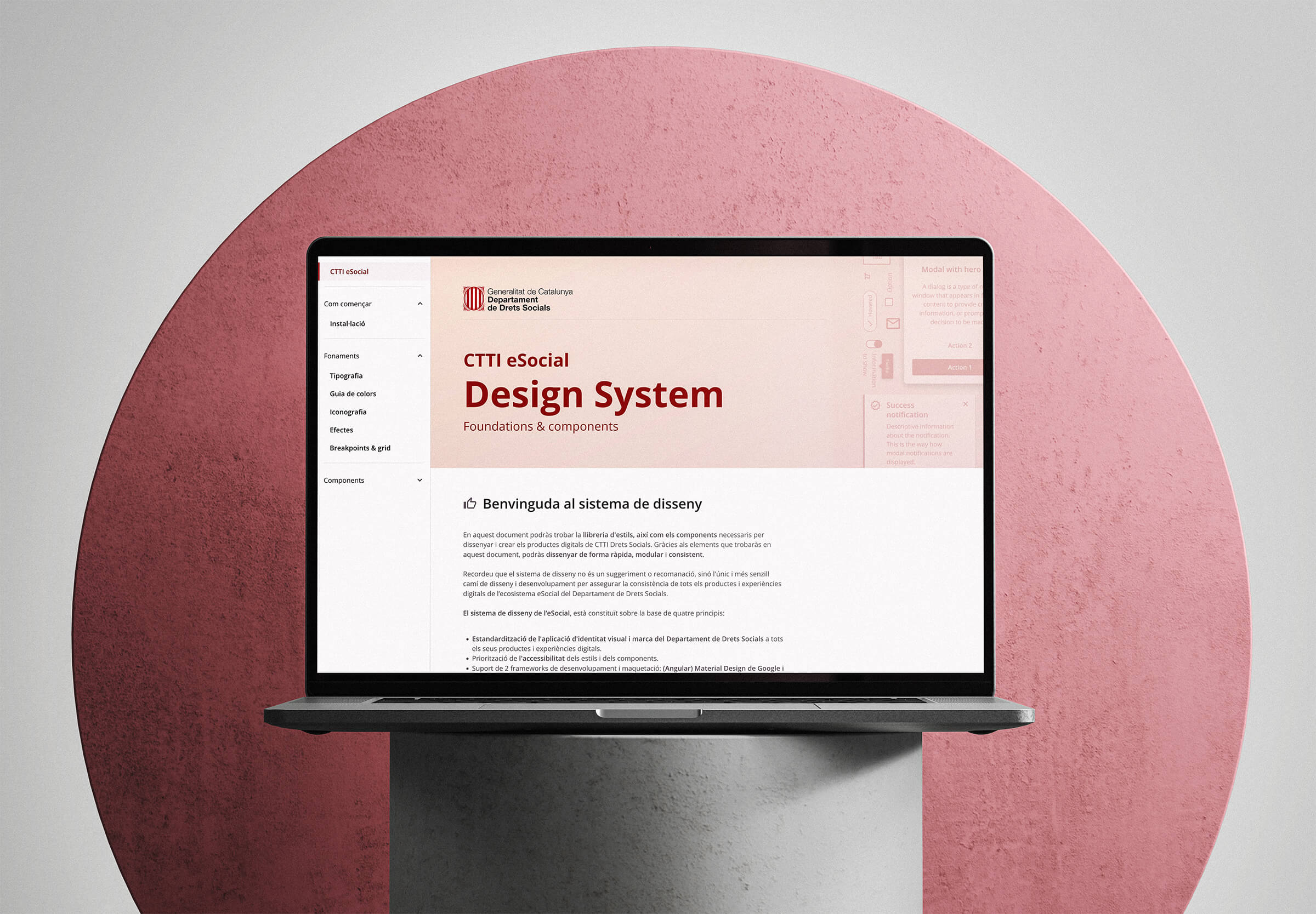 Mockup showing the main welcome page of the Social Rights design system